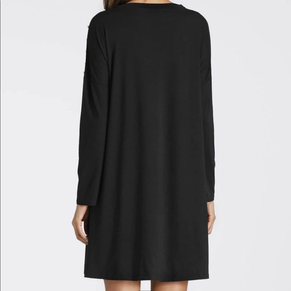 SHEIN Pearl Embellished Swing Dress Black Mini Size S - Picture 2 of 3